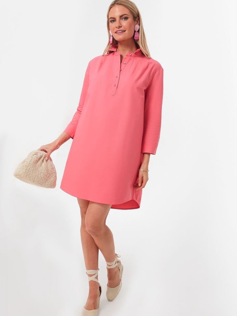Pomander Place Coral-Pink Buttoned Swim Coverup Dress